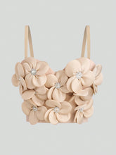 DivaQ Women's Elegant Camisole Top With 3D Flower Decoration Y2K Outfit
